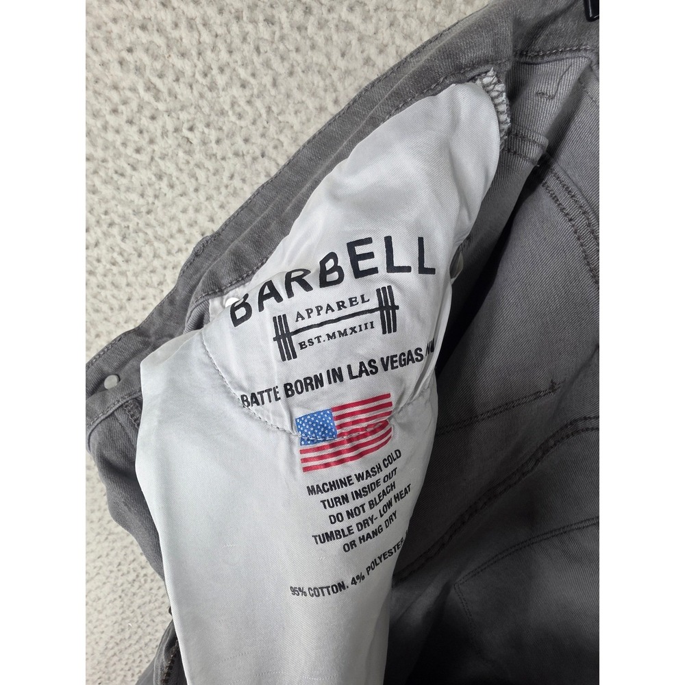 Barbell Apparel Jeans Mens 36 (35x29.5)Athletic Fit Grey Stretch Denim Grey Wash - Picture 13 of 16